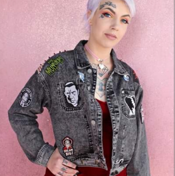 SOLD! Nosferatu pt.2! Horror movie lovers acid washed denim- CLAIMED! - Picture 2 of 16